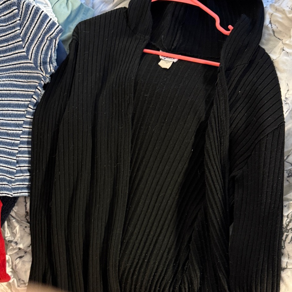 Black Hooded Cardigan